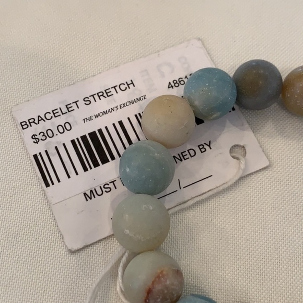 Natural stone large chalky milk bead stretch - Picture 3 of 10